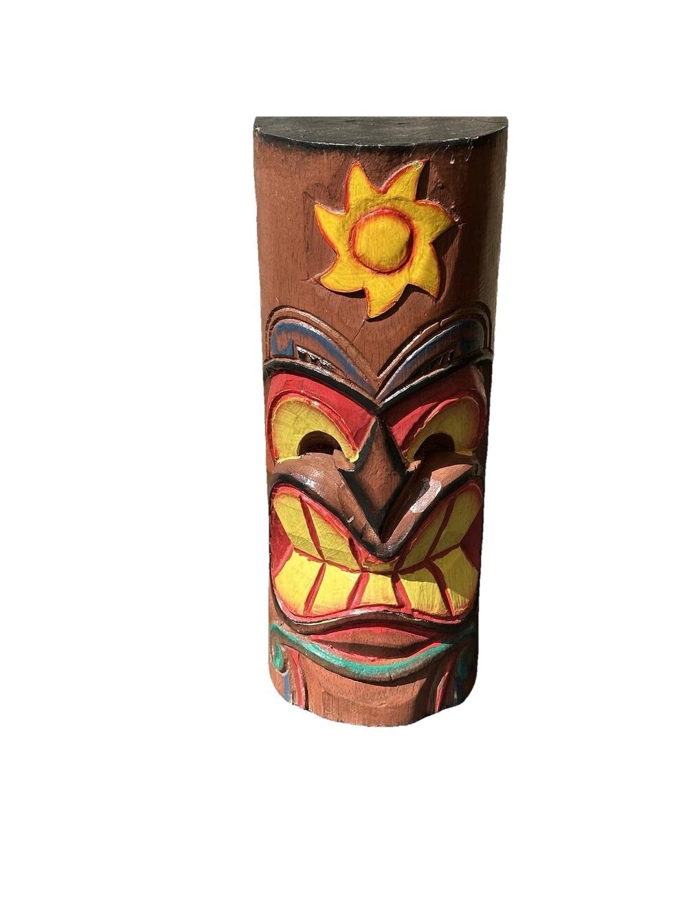 Wooden Hand Painted Carved Totem Tiki Souvenir Statue 12”